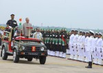 Pranab Mukherjee inspecting the Guard of Honour at Chennai