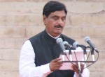 President Pranab Mukherjee administers oath of office to cabinet minister Gopinath Munde during swearing-in ceremony of Prime Minister of India and the Council of Ministers at Rashtrapati Bhavan in New Delhi on May 26, 2014. (Photo: Amlan Paliwal/IANS)