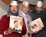New Delhi: Aam Aadmi Party chief Arvind Kejriwal and other AAP leaders release Aam Aadmi party manifesto for upcoming Delhi assembly elections, in New Delhi on Jan 31, 2015.(Photo: IANS/Amlan Paliwal)